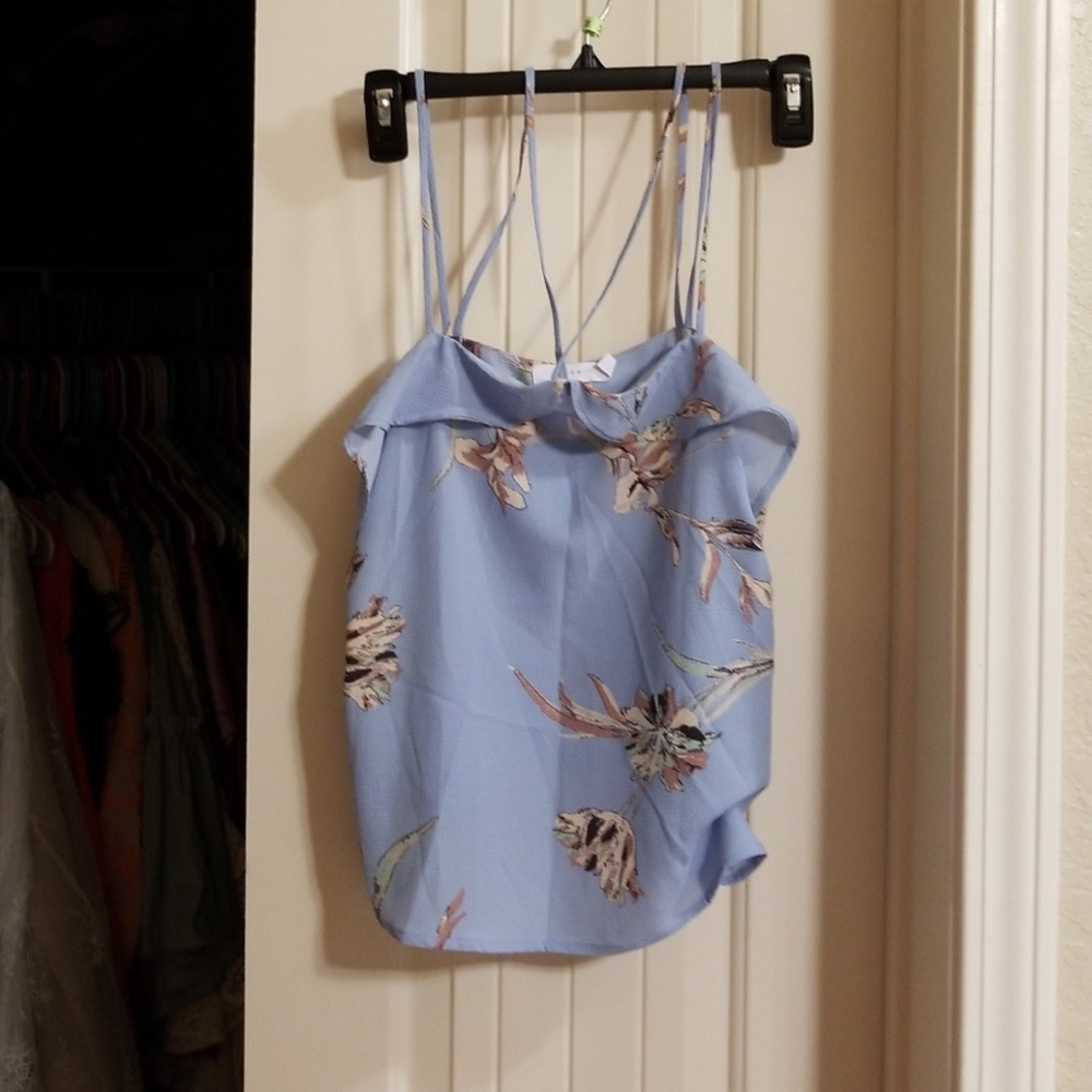 Lush Light Blue Floral Spaghetti Strap Camisole
